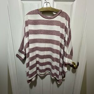 LA MIEL Maroon and White Striped Top